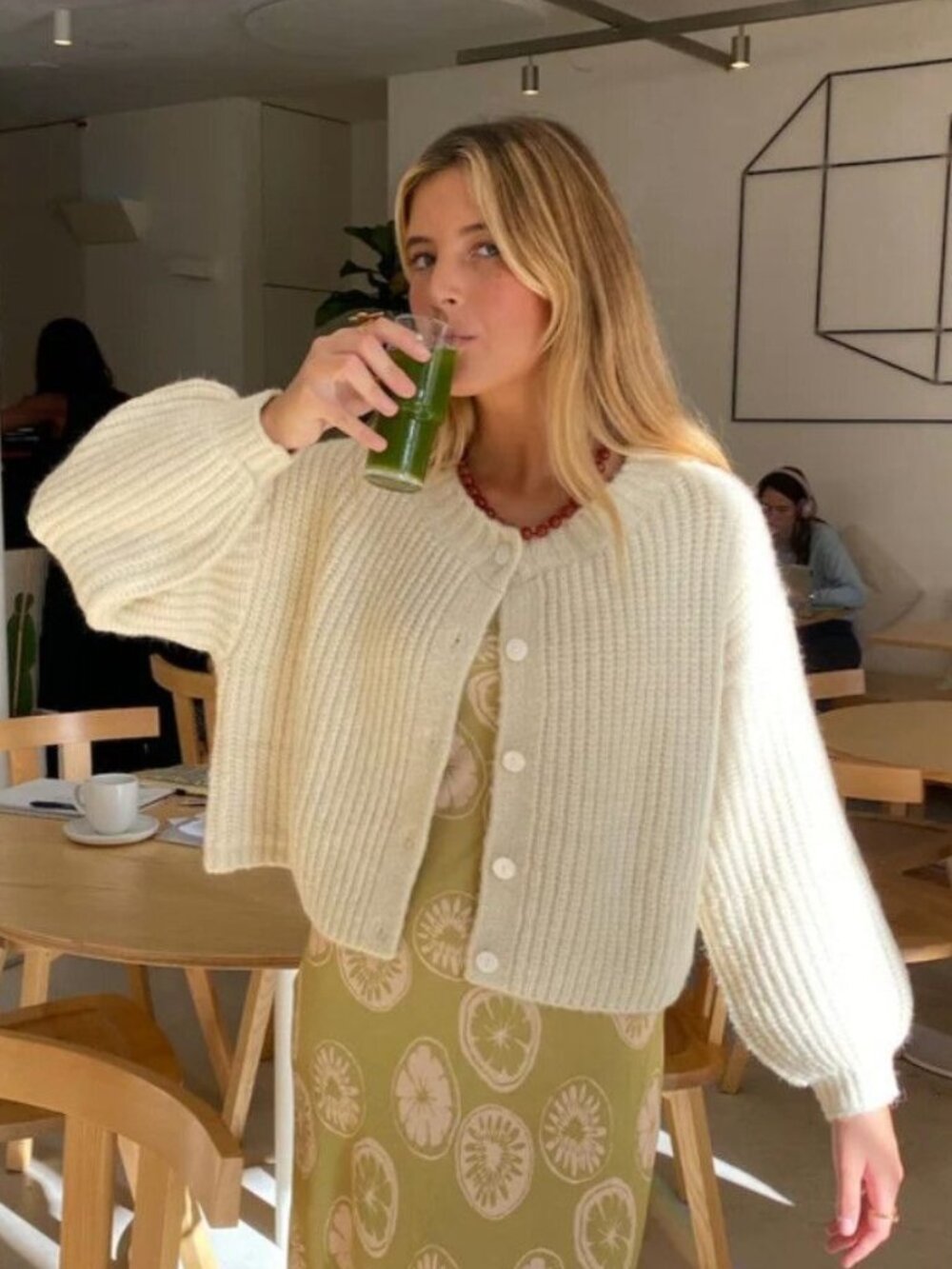 VRG GRL Elsie Knit Cardigan - Cream - Size Small